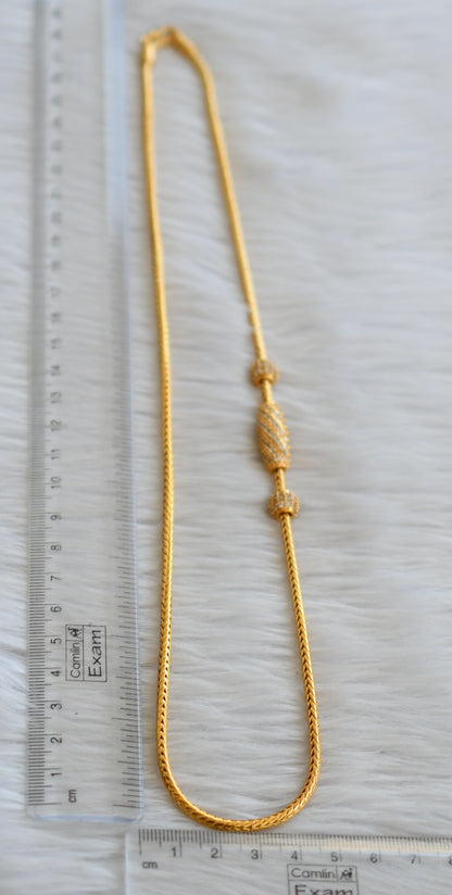 Gold tone cz white stone 24 inches mugappu chain dj-45514