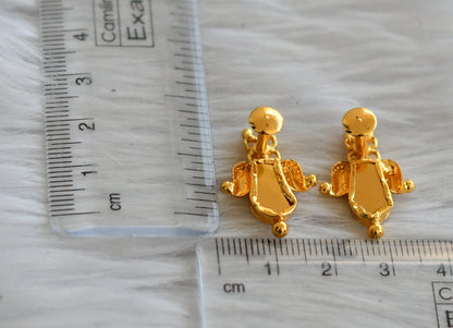 Gold tone red-white nagapadam lotus earrings dj-45509