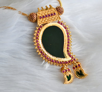 Gold tone kerala style pink-green mango necklace set dj-43851