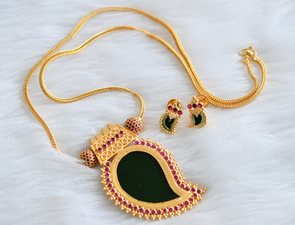 Gold tone kerala style pink-green mango necklace set dj-43851