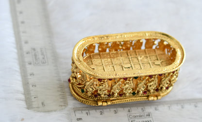 Antique gold tone kemp green Thirukalyanam kumkum box dj-36361