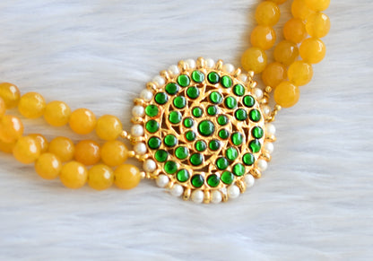 Gold tone yellow agate green choker set dj-28341