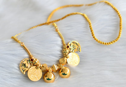 Gold tone 24 inches rope chain with swan mango lakshmi coin bottu mangalyam dj-43854