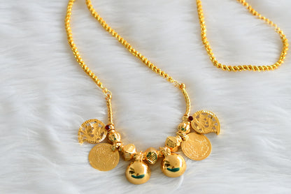 Gold tone 24 inches rope chain with swan mango lakshmi coin bottu mangalyam dj-43854