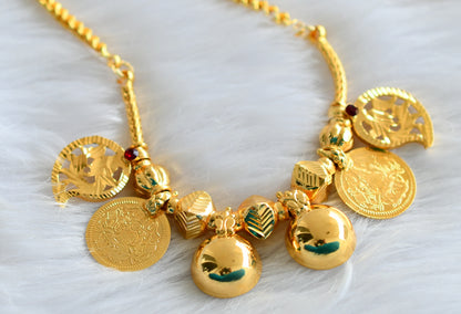 Gold tone 24 inches rope chain with swan mango lakshmi coin bottu mangalyam dj-43854