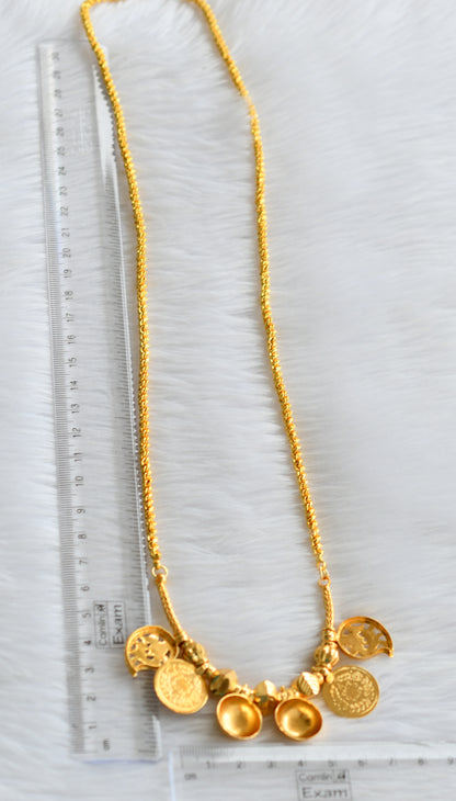 Gold tone 24 inches rope chain with swan mango lakshmi coin bottu mangalyam dj-43854