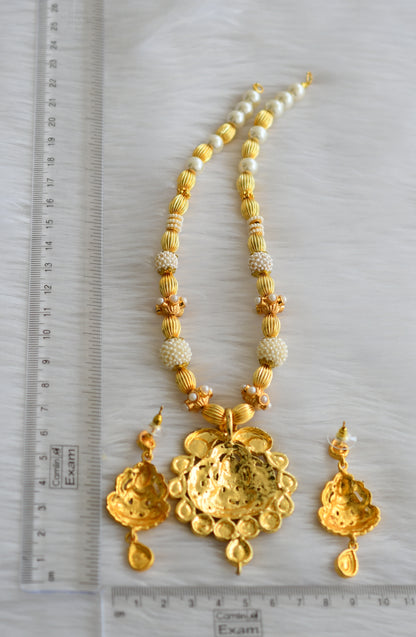 Gold tone pearl lakshmi necklace set dj-03701