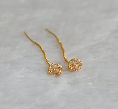 Gold tone white stone flower earrings dj-47235