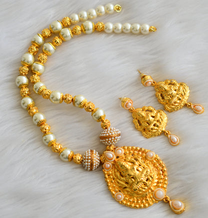 Gold tone pearl lakshmi necklace set dj-03702