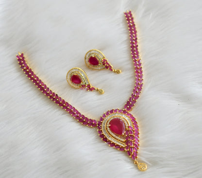 Gold tone cz ruby necklace set dj-03724