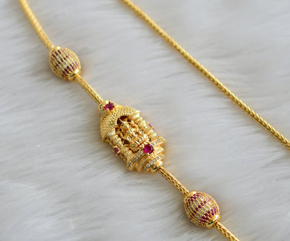 Gold tone cz ruby-white stone 24 inches lakshmi mugappu chain dj-43827