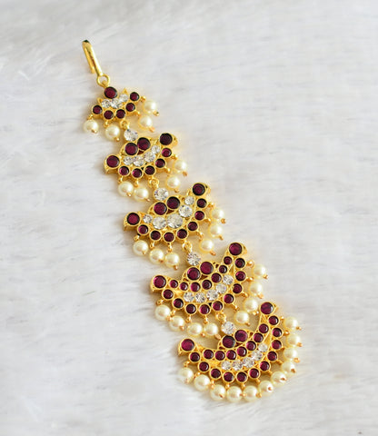 Gold tone precious kemp-white pearl tikka dj-51000