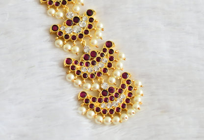 Gold tone precious kemp-white pearl tikka dj-51000