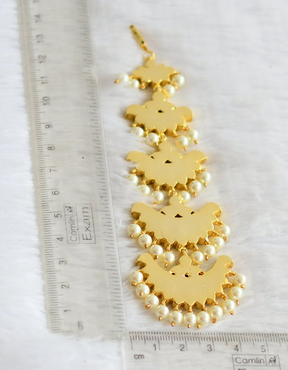 Gold tone precious kemp-white pearl tikka dj-51000