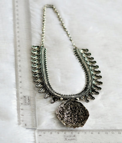 Oxidized Silver tone Lakshmi Necklace -dj09069