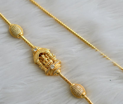 Gold tone cz white stone 24 inches lakshmi mugappu chain dj-43826