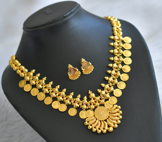 Gold tone kerala style lakshmi coin necklace set dj-45537