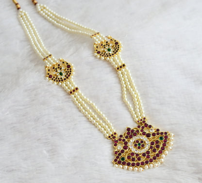 Gold tone precious kemp-green-white peacock flower moon pearl haar dj-51007