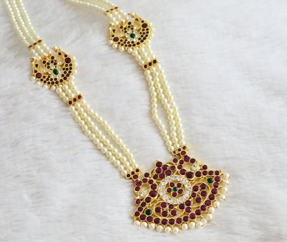 Gold tone precious kemp-green-white peacock flower moon pearl haar dj-51007