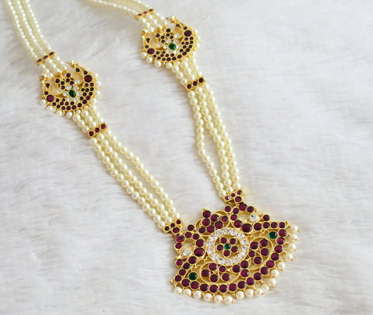 Gold tone precious kemp-green-white peacock flower moon pearl haar dj-51007
