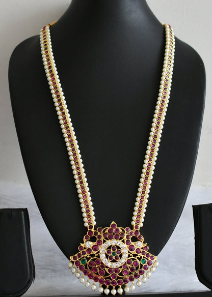 Gold tone precious kemp-green-white pearl peacock flower short  haar dj-51005