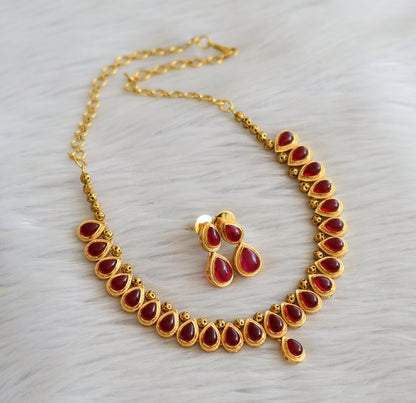 gold tone pink stone necklace set dj-45542