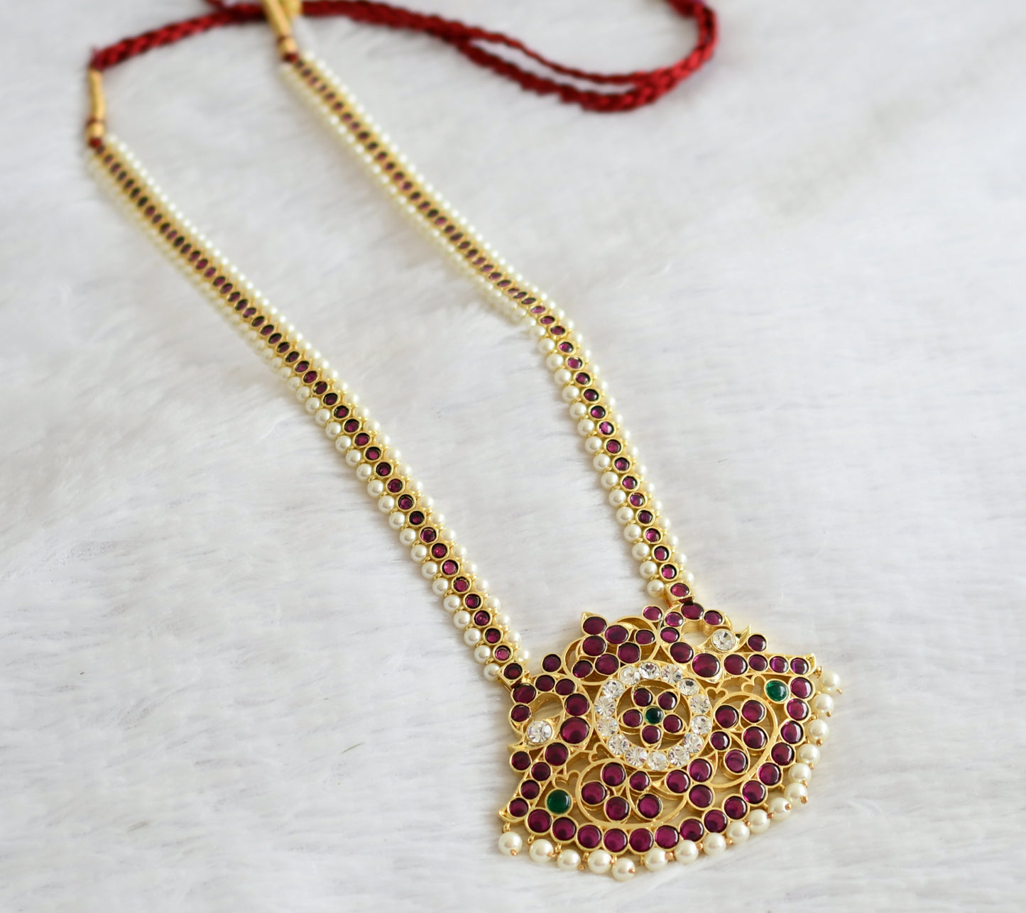 Gold tone precious kemp-green-white pearl peacock flower short  haar dj-51005