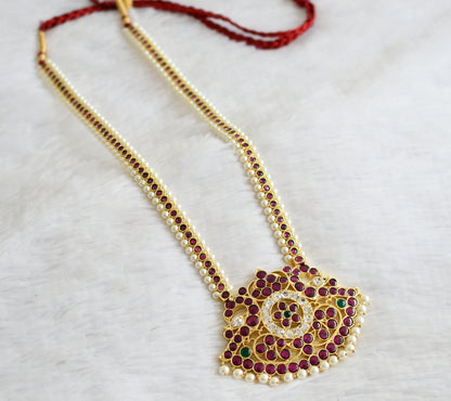 Gold tone precious kemp-green-white pearl peacock flower short  haar dj-51005