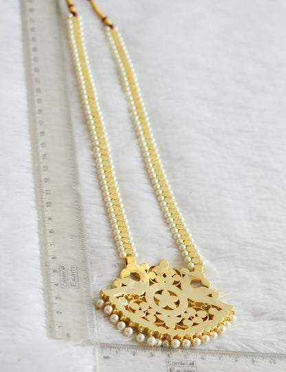 Gold tone precious kemp-green-white pearl peacock flower short  haar dj-51005