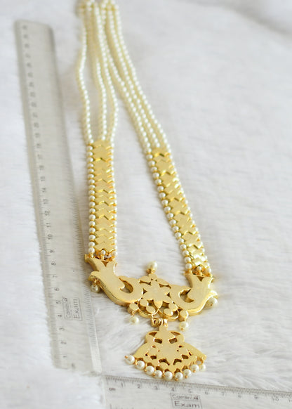 Gold tone precious kemp-green-white pearl flower haar dj-51004