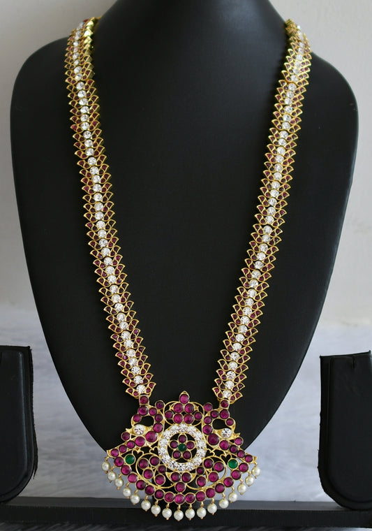 Gold tone precious kemp-green-white peacock pearl haar dj-51009