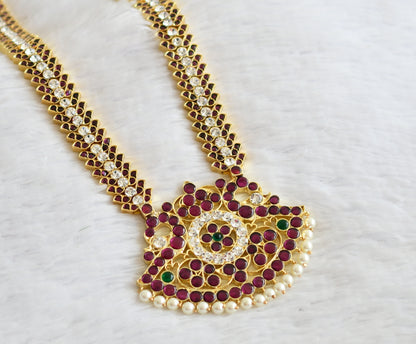 Gold tone precious kemp-green-white peacock pearl haar dj-51009