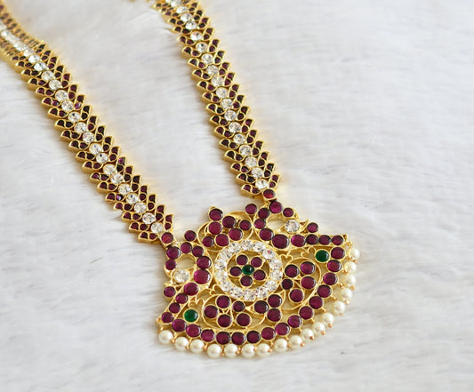 Gold tone precious kemp-green-white peacock pearl haar dj-51009