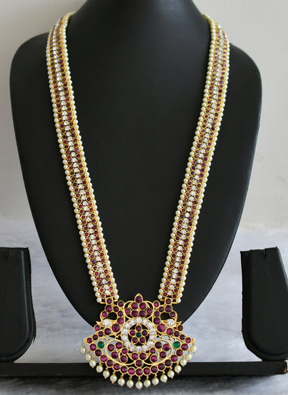 Gold tone precious kemp-green-white peacock pearl haar dj-51008