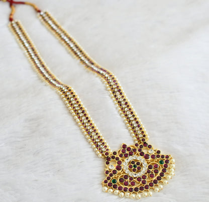 Gold tone precious kemp-green-white peacock pearl haar dj-51008