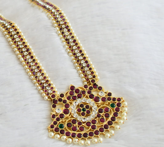 Gold tone precious kemp-green-white peacock pearl haar dj-51008