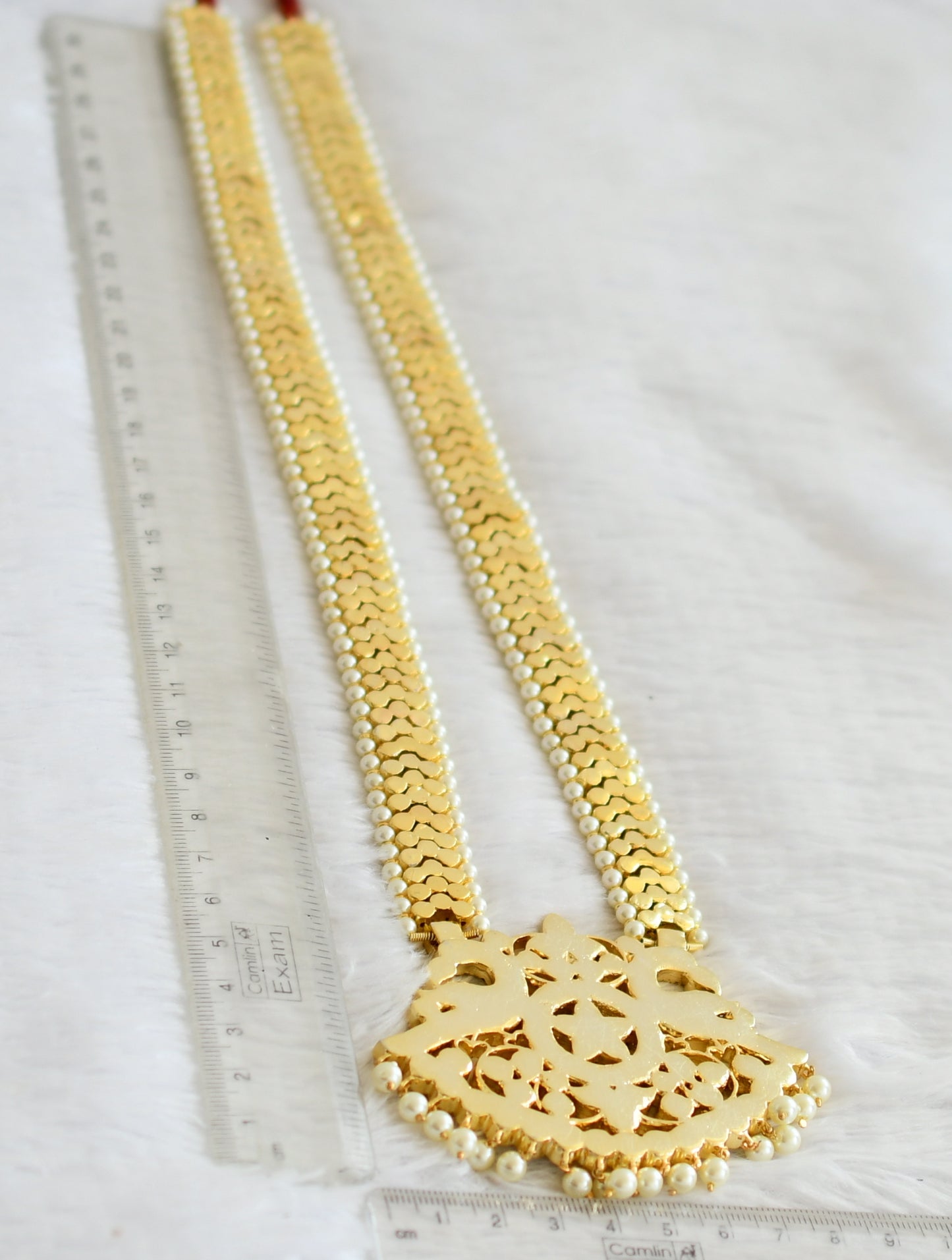 Gold tone precious kemp-green-white peacock pearl haar dj-51008