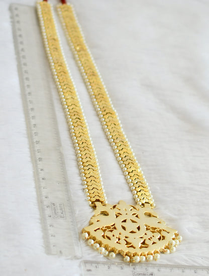 Gold tone precious kemp-green-white peacock pearl haar dj-51008