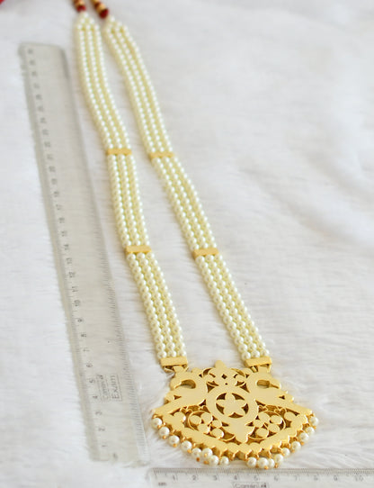 Gold tone precious kemp-green-white peacock flower pearl haar dj-51006