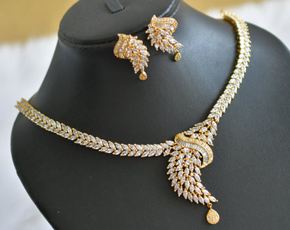 Gold tone cz white necklace set dj-03721