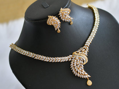 Gold tone cz white necklace set dj-03721