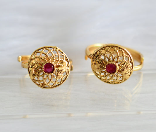 Antique gold tone ruby stone toe ring dj-43872