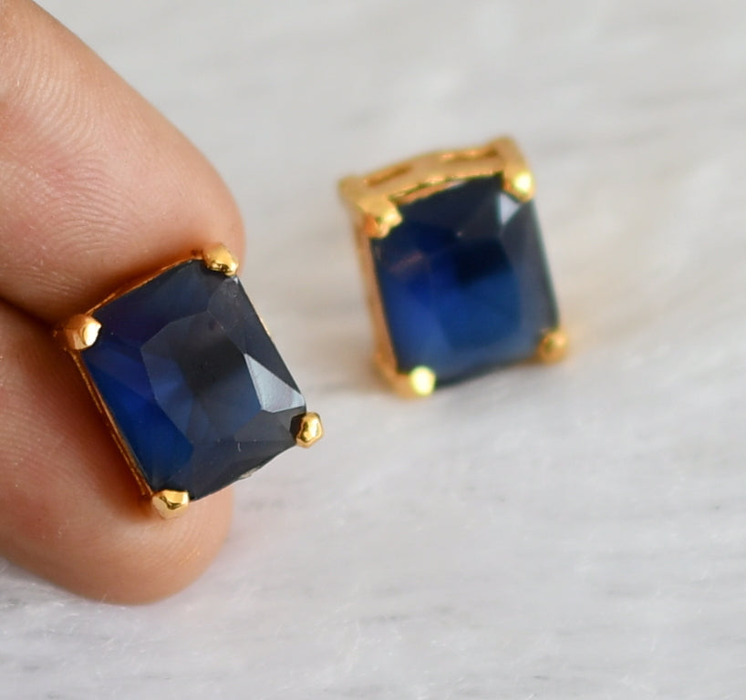 Gold tone blue stone(big) earrings dj-47257