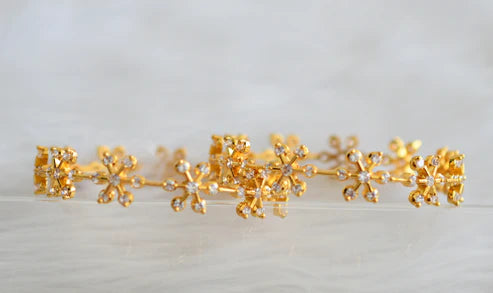 Gold tone cz white flower bangles(2.10) dj-49132