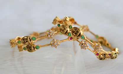 Antique gold tone kemp-green-white lakshmi set of 4 bangles(2.6) dj-43893