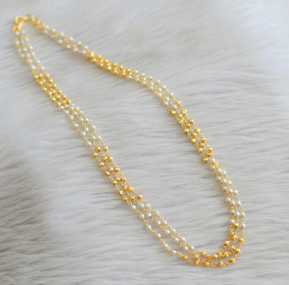 Gold tone 18 inches pearl multi layer chain dj-45557