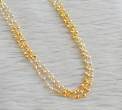 Gold tone 18 inches pearl multi layer chain dj-45557