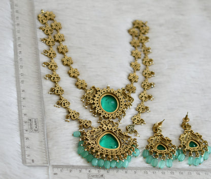 Antique cz white peacock green double layer flower victorian short haar set dj-49062