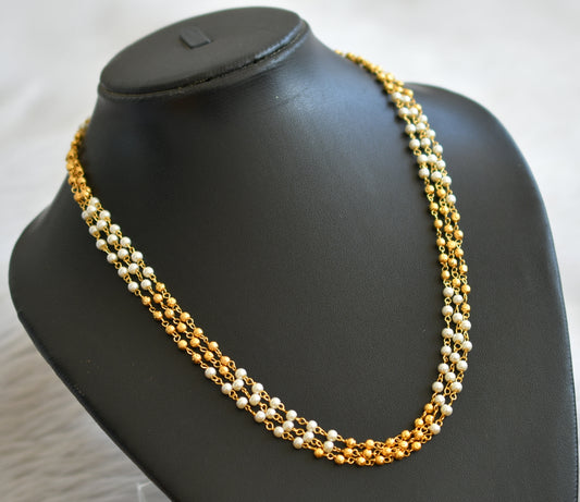 Gold tone 18 inches pearl multi layer chain dj-45556