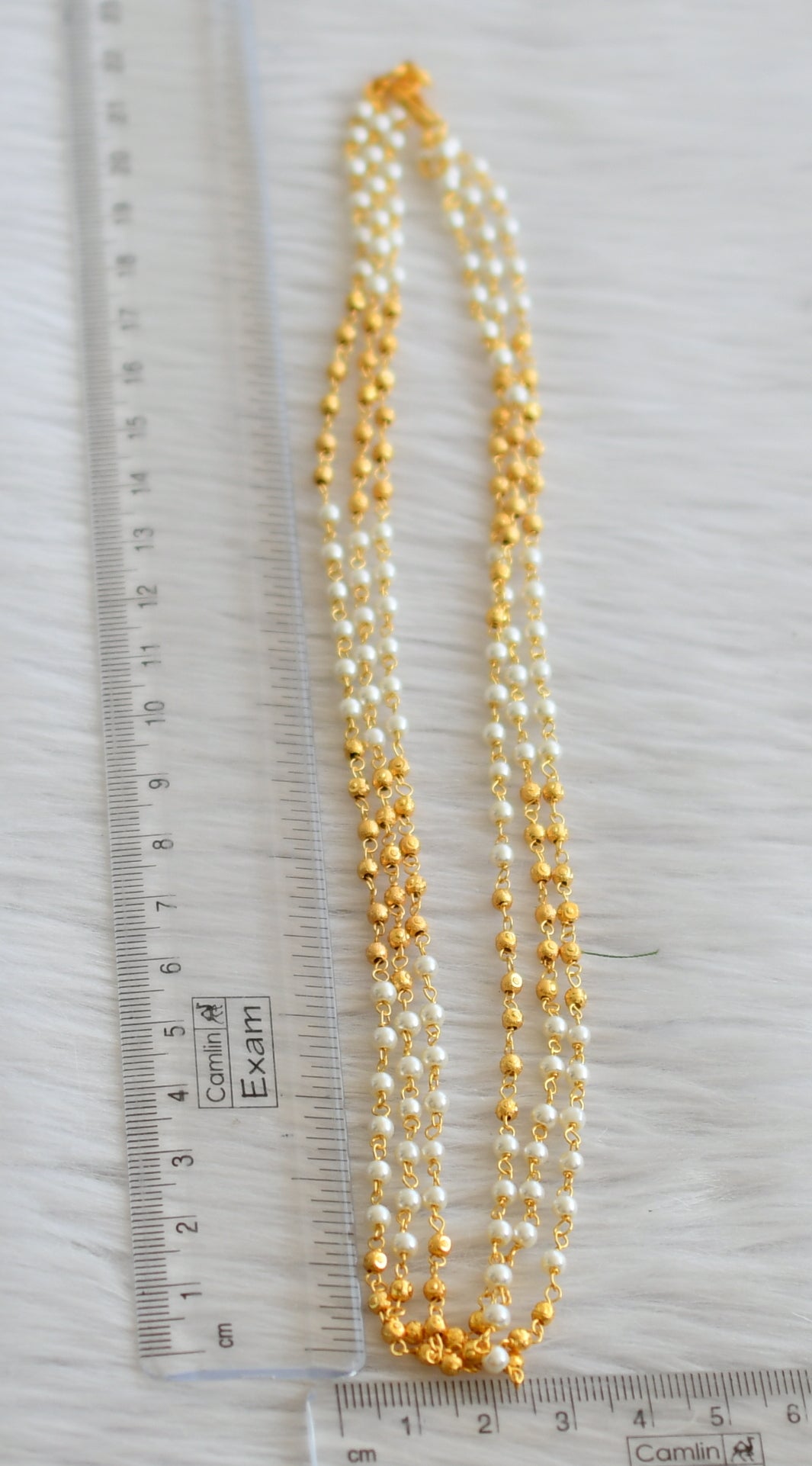 Gold tone 18 inches pearl multi layer chain dj-45556